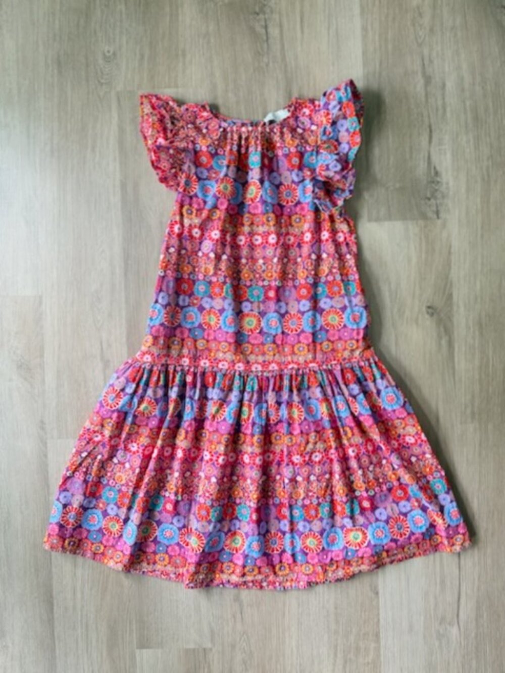 Pinch Floral Flutter Sleeve Cotton Dress M Boho